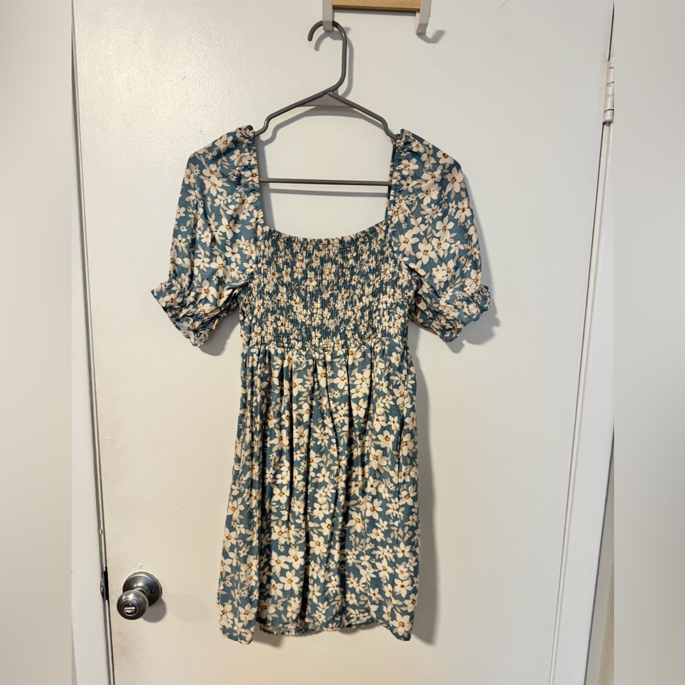 Floral Smocked Dress with Puff Sleeves